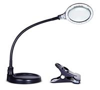 Brightech LightView Pro Flex 2 in 1: 2.25x Magnifier with Bright LED Light - Magnifying Glass Lamp with Base Stand & Clamp - for Reading, Painting, Sewing & Needle Crafts, Puzzle & Hobby Fans
