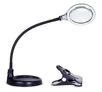 Brightech LightView Pro Flex 2 in 1: 2.25x Magnifier with Bright LED Light - Magnifying Glass Lamp with Base Stand & Clamp - for Reading, Painting, Sewing & Needle Crafts, Puzzle & Hobby Fans