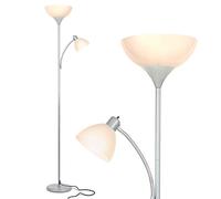 Brightech Sky Dome Plus - Super Bright LED Torchiere & Reading Floor Lamp - Dimmable Modern Standing Pole Lamp for Office, Living Room - Tall Mother-Daughter Lights for Bedroom Night Lighting - Silver
