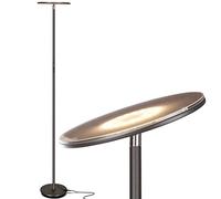 Brightech Sky LED Torchiere Super Bright Floor Lamp - Contemporary, High Lumen Light for Living Rooms & Offices - Dimmable, Indoor Pole Uplight for Bedroom Reading - Bronze