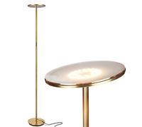 Brightech Sky LED Torchiere Super Bright Floor Lamp - Contemporary, High Lumen Light for Living Rooms & Offices - Dimmable, Indoor Pole Uplight for Bedroom Reading - Gold Brass