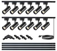 Brightened Track Lighting Heads and Rails Kit, 20W 4000K Plug in LED Track Lights Compatible with H-Type Track Lighting System with 4x1m Track Rails Modern Indoor Spotlight for Accent Illumination