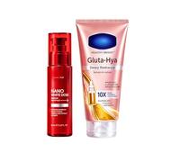Brightening Skincare Bundle: Nano White Dose Intensive Serum (60ml) & Healthy Bright Gluta-Hya Serum Burst Lotion (290ml) - Radiant Glow and Deep Hydration Duo