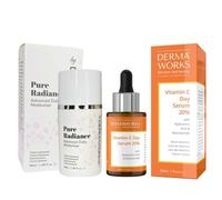BRIGHTENING Skincare Set Face Eye Cream Moisturiser Women with Vitamin E Retinol 50ml + Vitamin C Serum with Niacinamide & Hyaluronic Acid 30ml - Anti aging DERMAWORKS Skin care & Beauty UK