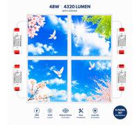 Brightex LED Brightex, 4 Set Led Square Edge Sky Blue Panel 600X600mm 48W Slim 6500K With Driver For Shop, Company, Offices, Hospitals