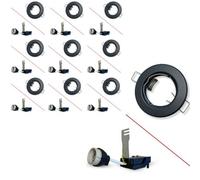 Brightex LED Brightex Pack Of 10 Gu10 Downlight Holder Round Recessed Ceiling Spotlight Fitting Fire Rated Spot Light Ring Dark Chrome Finish