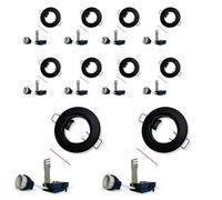 Brightex LED Brightex Pack Of 10 Gu10 Downlights Holder Round Recessed Ceiling Spotlight Fitting Fire Rated Spot Light Ring Matt Black Finish