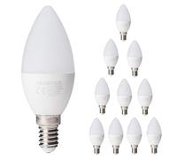 Brightex LED Candle Like Bulb for Chandelier Yankee and Other Electric Fittings C37 Small Edison Screw SES E14 Base 5 watt Equivalent to 40 watt Halogen lamp Pack of 10 Pieces (6500k Cool White)
