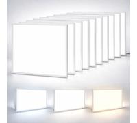 Brightex Pack of 10 LED Panel Light 600x600mm 40W 3600LM Ultra Bright Office Ceiling Light CCT Selectable 3500K 4000K 6500K Recessed or Suspended Flat Square LED Panel for Office, Shop with Driver