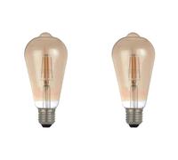 BRIGHTEX, Pack of 2 Filament Light Bulbs Vintage Edison,ST64 E27 4W Retro Screw Bulb Decorative Globe Style Warm White