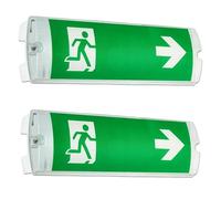 Brightex, Pack of 2 LED Emergency Exit Light Bulkhead IP66 Waterproof 5W with Battery Backup - Maintained or Non-Maintained Fire Exit Sign for Wall & Ceiling - UK Compliant