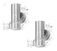 Brightex, Pack of 2 Outdoor Up Down Lights - IP65 Waterproof, Fir Stainless Steel, GU10 Fitting (Bulbs Not Included) Modern Exterior Wall Lighting for Garage, Garden, Porch, Front Door Design