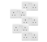 Brightex, Pack of 5 2 gang 13a switched socket single pole Double Electrical Socket 2 Gang Wall Socket Surface Mount