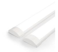 BrightFly 4Ft LED Batten, 3550LM 32W 6500K Tube, 2-Pack Slim Profile Dust-Proof Integrated Housing, Surface Mounted Linear Ceiling Garage Light for Indoor Use