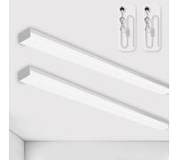 BrightFly Full-Screen LED Batten Light 4FT, Linkable Plug in Ceiling Light, 33W 3610lm 3000K/4200K/6500K Selectable, LED Strip for Garage Office Living Room Kitchen Shed (White, 2-Pack)