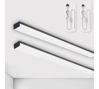 BrightFly Full-Screen LED Batten Light 4FT, Linkable Plug in Ceiling Light, 33W 3610lm 3000K/4200K/6500K Selectable, LED Strip for Garage Office Living Room Kitchen Shed (Black, 2-Pack)