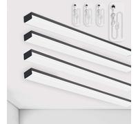 BrightFly Full-Screen LED Batten Light 5FT, Linkable Plug in Ceiling Light, 45W 5050lm 3000K/4200K/6500K Selectable, LED Strip for Garage Office Living Room Kitchen Shed (Black, 4-Pack)