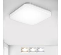 BrightFly LED Square Ceiling Light 20x20cm, 20W 2300LM, 3 Colour Temperatures (3000K/4000K/6500K), IP54 Waterproof Flush Mount for Bathroom Kitchen Toilet Hallway Porch