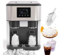 BrightFootBook Commercial Ice Maker Machine, Nugget Ice Maker Countertop, Self-Cleaning Portable Ice Machine with 1.3L+3L Double Water Tank Design