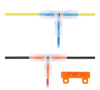 Brightfour T Tap Connectors for AWG 28-12, Lever Wire Connectors 40 Pack, T Connectors for Wiring, Pushin 3 Way Lever Nuts, 10 Mount Bases Included