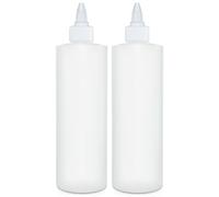 BRIGHTFROM Condiment Squeeze Bottles, 12 OZ Empty Squirt Bottle with Twist Top Cap, Leak Proof - Great for Ketchup, Mustard, Syrup, Sauces, Dressing, Oil, Arts and Crafts, BPA FREE Plastic - 2 PACK