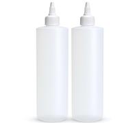 BRIGHTFROM Condiment Squeeze Bottles, 16 OZ Empty Squirt Bottle with Twist Top Cap, Leak Proof - Great for Ketchup, Mustard, Syrup, Sauces, Dressing, Oil, Arts and Crafts, BPA FREE Plastic - 2 PACK