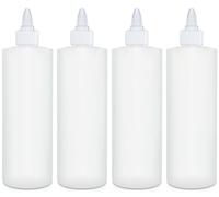 BRIGHTFROM Condiment Squeeze Bottles, 16 OZ Empty Squirt Bottle with Twist Top Cap, Leak Proof - Great for Ketchup, Mustard, Syrup, Sauces, Dressing, Oil, Arts and Crafts, BPA FREE Plastic - 4 PACK
