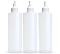 BRIGHTFROM Condiment Squeeze Bottles, 8 OZ Empty Squirt Bottle with Twist Top Cap, Leak Proof - Great for Ketchup, Mustard, Syrup, Sauces, Dressing, Oil, Arts and Crafts, BPA FREE Plastic - 3 PACK