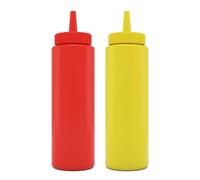 BRIGHTFROM Condiment Squeeze Bottles, RED/YELLOW 8 OZ Empty Squirt Bottle with Wide Neck - Great for Ketchup, Mustard, Syrup, Sauces, Dressing, Oil, BPA FREE Plastic - 2 PACK
