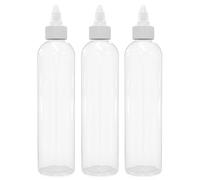 BRIGHTFROM Twist Top Applicator Bottles, 8 OZ Crystal Clear, Squeeze Empty Plastic Bottles, BPA-Free, PET, Refillable, Open/Close Nozzle - Multi Purpose (Pack of 3)