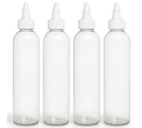 BRIGHTFROM Twist Top Applicator Bottles, Clear 8 OZ BPA-Free Plastic, Empty, Squeeze, Refillable - Open/Close Nozzle - Multi Purpose (Pack of 4)