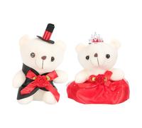 BRIGHTFUFU 1 Pair Chic Plush Wedding Bear Dolls Valentine'S Day Ornament Romantic Couple Bedroom Decor Red Color