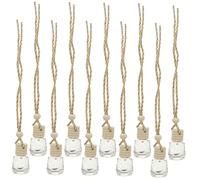 BRIGHTFUFU 10pcs 8ml Diamond Shaped Glass Perfume Bottles Hanging Car Diffuser Reusable Small Aroma Containers Car Air Freshener Accessories