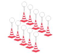 BRIGHTFUFU 10pcs Mini Traffic Cone Keychain Set Lightweight Sturdy Pvc and Metal Material for House Keys and Backpack Construction Party Favors Or Outdoor Marking Accessories