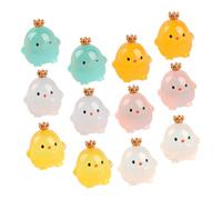 BRIGHTFUFU 15pcs Mini Resin Tiny Chicken Figurines Glow in Dark Luminous Animal Statues for Garden Dollhouse Cake Decoration Diverse Colors Adorable Detailed Craft