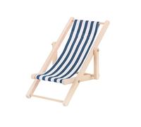 BRIGHTFUFU 1Pc Miniature Beach Chair Ornament Blue Stripe Recliner for Play House Accessories for DIY Dollhouse Decor and Imaginative Play