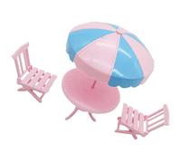 BRIGHTFUFU 1Set Miniature Beach Desk and Chair Doll Furniture Set with Umbrella Chairs for Dollhouse Realistic Plastic Models for Creative Play and Decoration