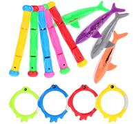 BRIGHTFUFU 1Set Summer Diving Pool Includes Diving Sticks Rings and Sharks for Underwater Fun for Swimming Games and Pool Activities