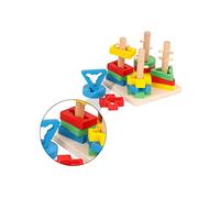 BRIGHTFUFU 1Set Wooden Educational Building Blocks Puzzle for Color and Shape Sorting Games present for Learning and Imaginative Play