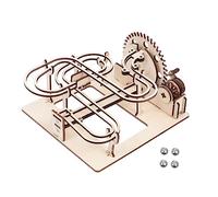 BRIGHTFUFU 1Set Wooden Marble Puzzle DIY Marble Run Track for Educational Cognitive with Hand Cranking Mechanism Safe Construction present