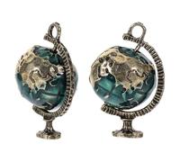 BRIGHTFUFU 2 Pcs Mini Globe Ornament Dollhouse Globe Decoration Alloy Simulation Model for Dollhouse Accessories Home Décor