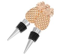 BRIGHTFUFU 2 Pieces Pineapple Shape Zinc Alloy Wine Bottle Stoppers Set, Decorative Reusable Beverage Bottle Sealing Plugs for Wine and Bar Use