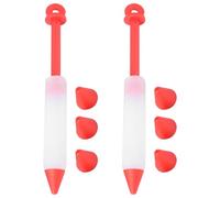 BRIGHTFUFU 2 Sets Baking Decoration Pens Silicone Cake Decorating Kits with Pen Tips and Hook Red Food-Grade Silicone Easy to Clean Frosting Dispensing for Cake Decorating and Baking