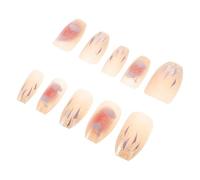 BRIGHTFUFU 24pcs Coffin Press Nails with Icy Shine Finish Reusable Acrylic Fake Nails Full Cover Cloud-themed Ballet Design for Women Removable Short for Special Occasions