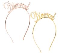 BRIGHTFUFU 2pcs Divorced Party Metal Hair Bands Alloy Headdress Hair Hoops in Gold and Rose Gold for Women’s Celebration Accessories