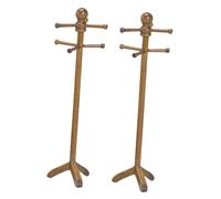 BRIGHTFUFU 2pcs Doll House Clothes Rack Mini Clothes Drying Rack Clothing for Hanging Doll Mannequin Clothing Display Stand Miniature Hooks for Dollhouse Wood Light Brown