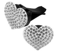 BRIGHTFUFU 2pcs Heart-shaped Car Air Freshener Clips Rhinestone Pp Material Secure Attachment Perfume Dispensing Creative Romantic Charming Car Air Vent Accessories