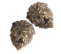 BRIGHTFUFU 2pcs Leather Button Screws Vintage Lion Head Brass Decorative Antique Fasteners for Pants and Handmade Craft Projects