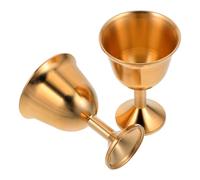 BRIGHTFUFU 2Pcs Medium Brass Chalice Cups Set, Decorative Brass Wine Goblets for Home and Table Use, Auspicious Ornament Collection Cups for Wine, Water, and Ritual Offerings