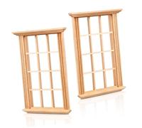 BRIGHTFUFU 2pcs Miniature Dollhouse Window Model Scale Twelve Lattice Frame Photograph Props for Dolls House Decor and DIY Projects